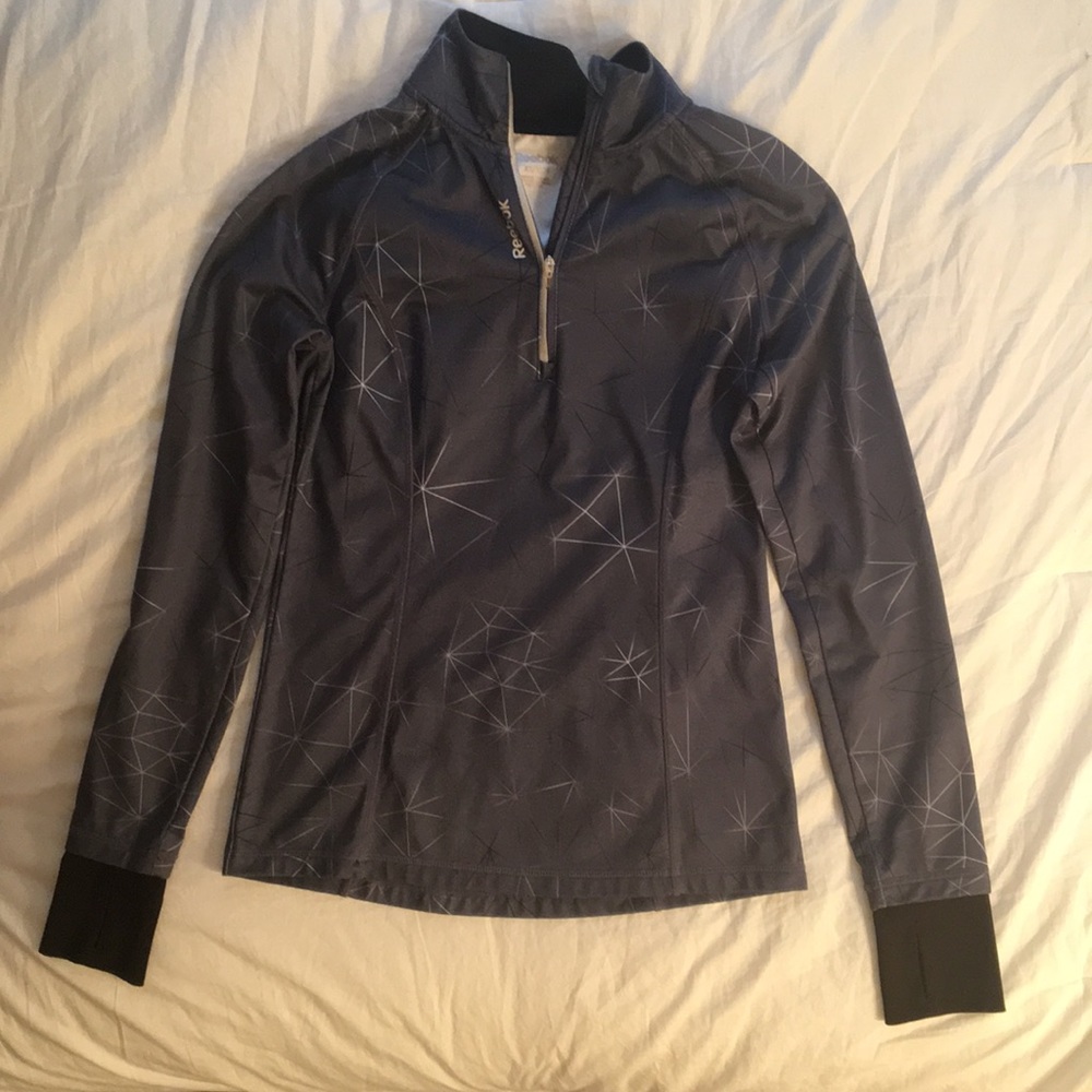 Long sleeve workout Reebok half zip sweatshirt.